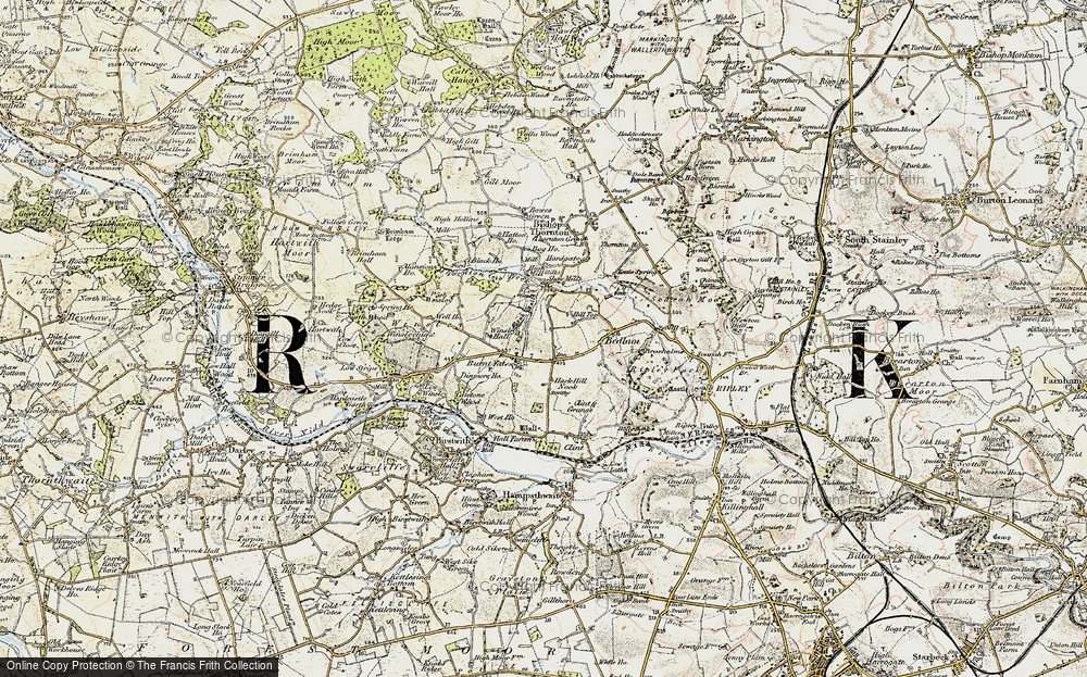 Old Map of Burnt Yates, 1903-1904 in 1903-1904