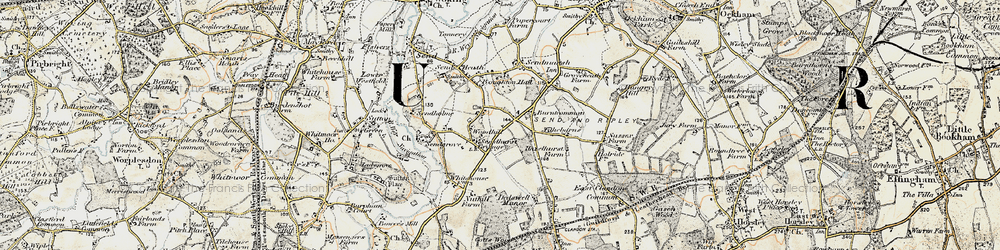 Old map of Burntcommon in 1897-1909