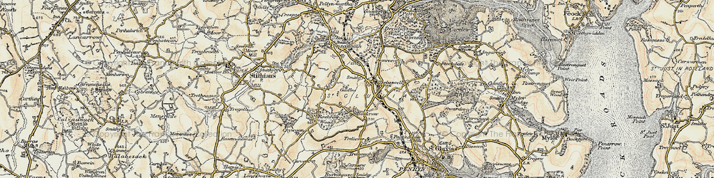 Old map of Burnthouse in 1900