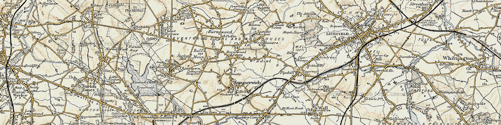 Old map of Burntwood Green in 1902