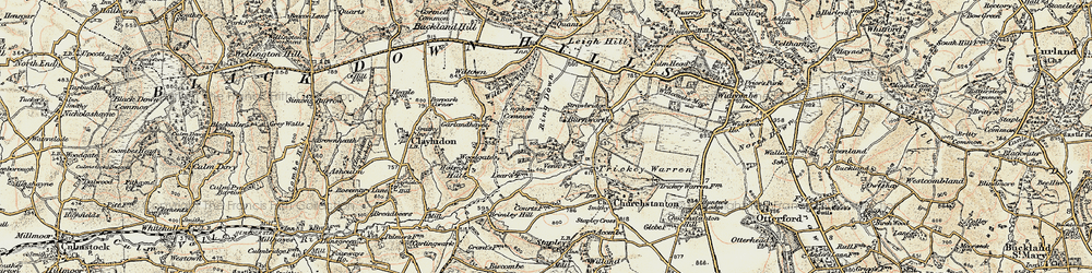 Old map of Burnworthy in 1898-1900