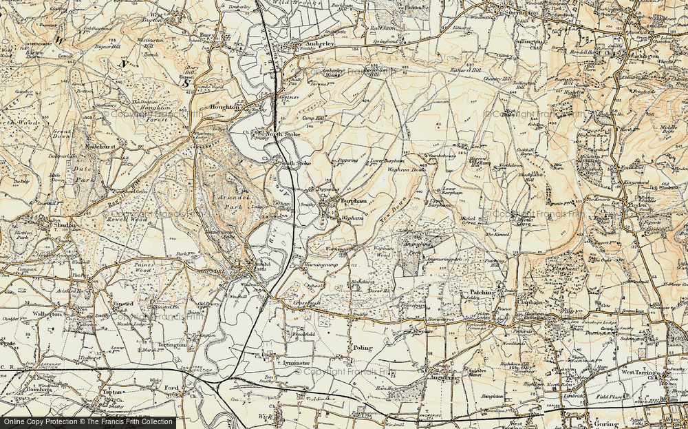 Old Map of Historic Map covering Burpham High Barn in 1897-1899
