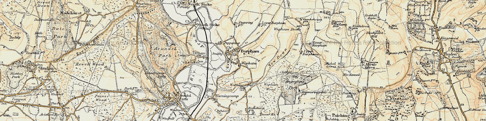 Old map of Burpham High Barn in 1897-1899