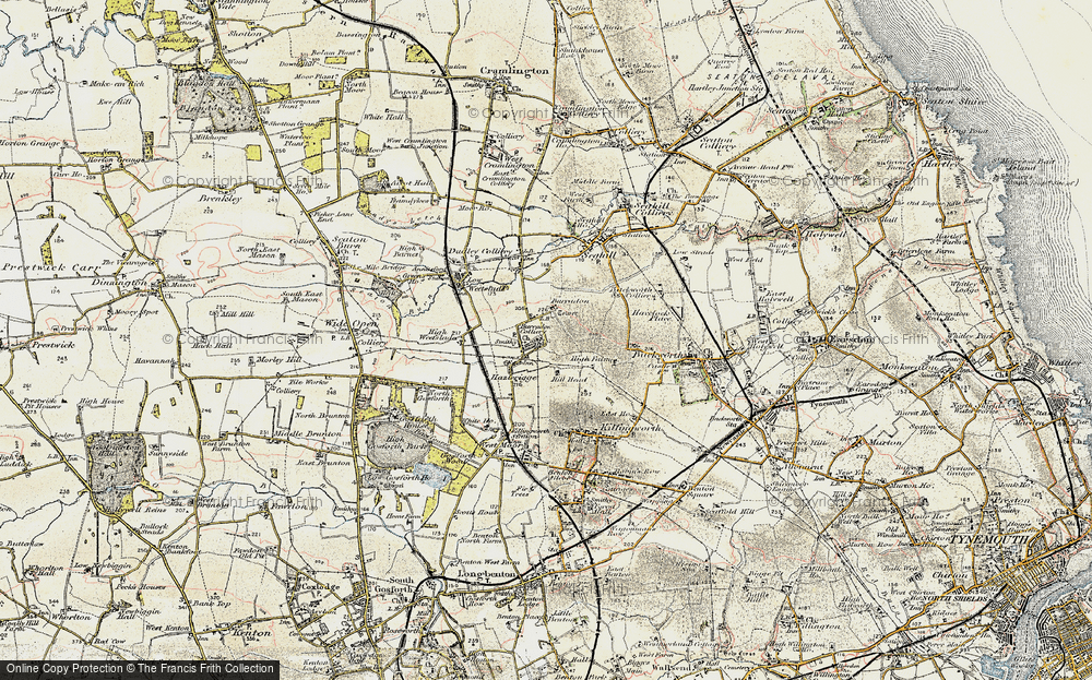 Old Map of Historic Map covering Burradon Ho in 1901-1903