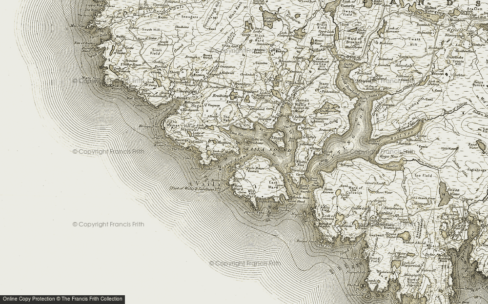 Old Map of Historic Map covering Wester Sound in 1911-1912