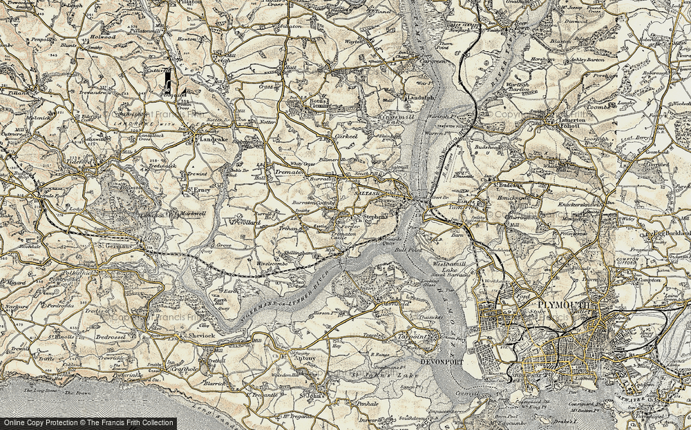 Old Map of Burraton Coombe, 1899-1900 in 1899-1900