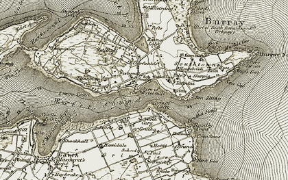 Old map of Ayre of Cara in 1911-1912