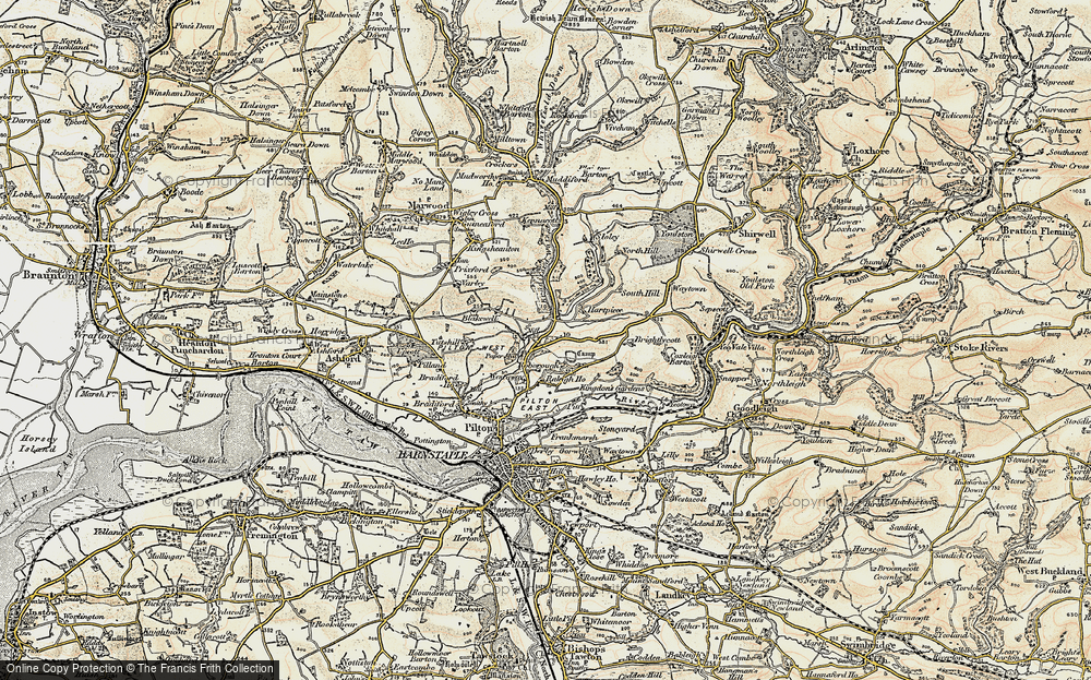 Old Map of Historic Map covering Roborough in 1900