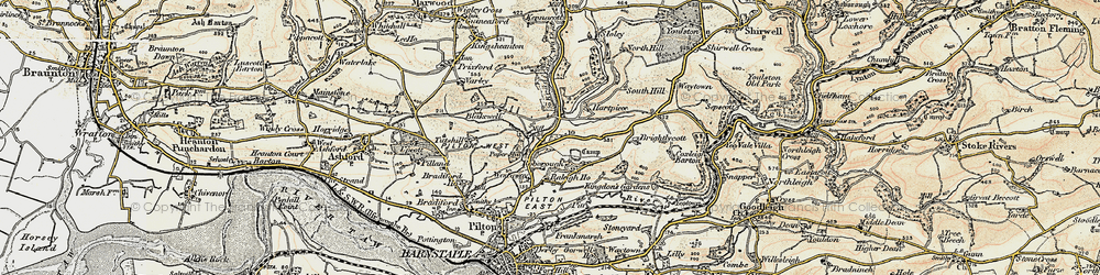 Old map of Bradiford Water in 1900
