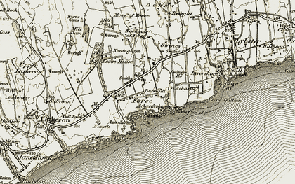 Old map of Achastle-shore in 1911-1912