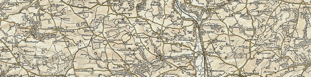 Old map of Burrington in 1899-1900