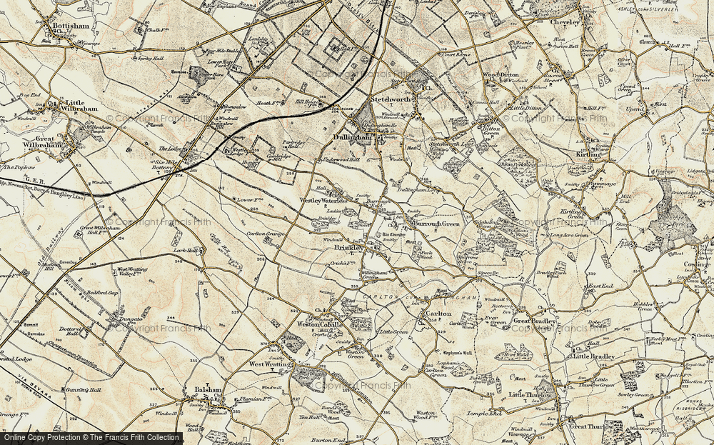 Old Map of Historic Map covering Brinkley Wood in 1899-1901