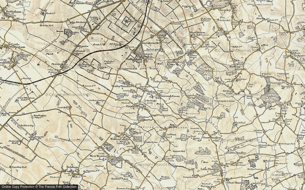Old Map of Burrough Green, 1899-1901 in 1899-1901