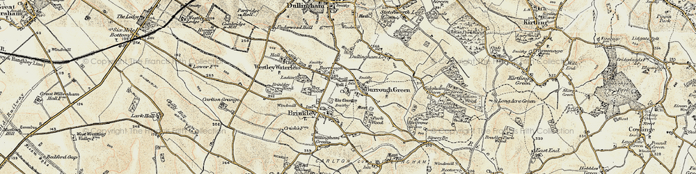 Old map of Burrough Green in 1899-1901