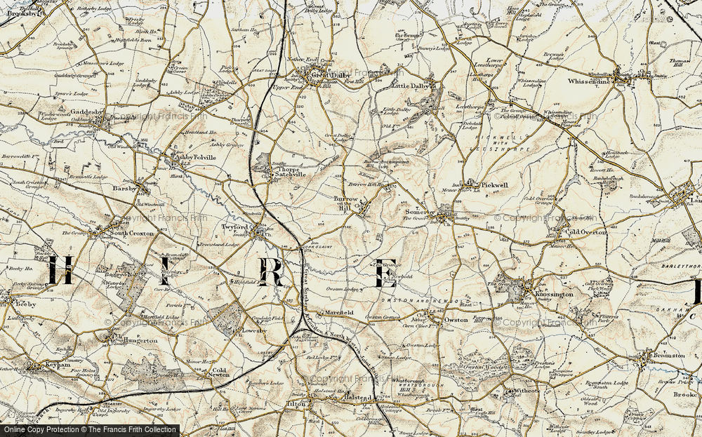 Old Map of Burrough on the Hill, 1901-1903 in 1901-1903