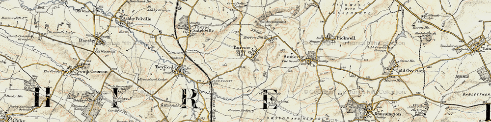 Old map of Burrough on the Hill in 1901-1903