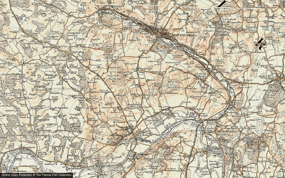 Old Map of Historic Map covering Burroughs Grove Hill in 1897-1898