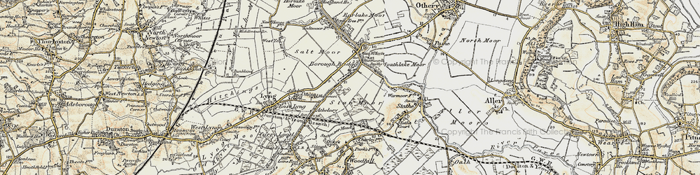 Old map of Burrow Mump in 1898-1900