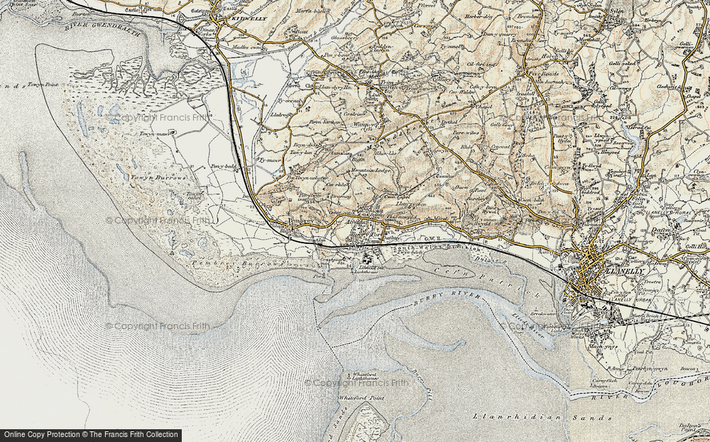 Pembrey 57NE repro Wales Burry Port old map Carmarthen 1952 