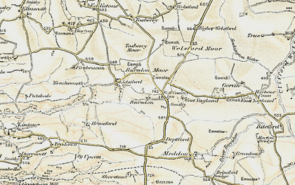 Old map of Bursdon Moor in 1900