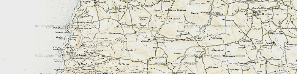 Old map of Bursdon in 1900