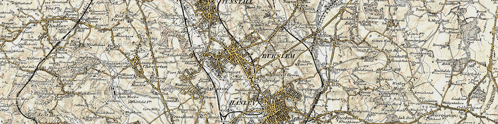 Old map of Burslem in 1902
