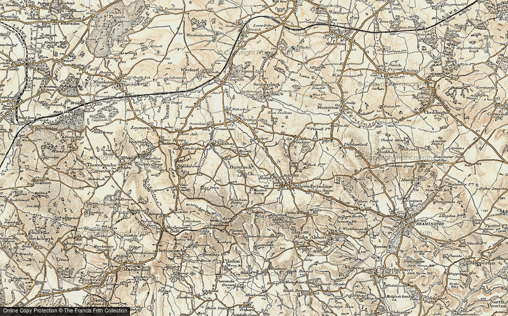 Old Map of Historic Map covering Childhay in 1898-1899