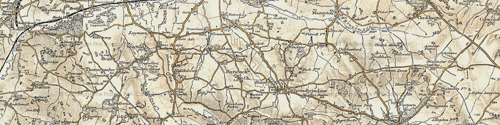 Old map of Burstock in 1898-1899