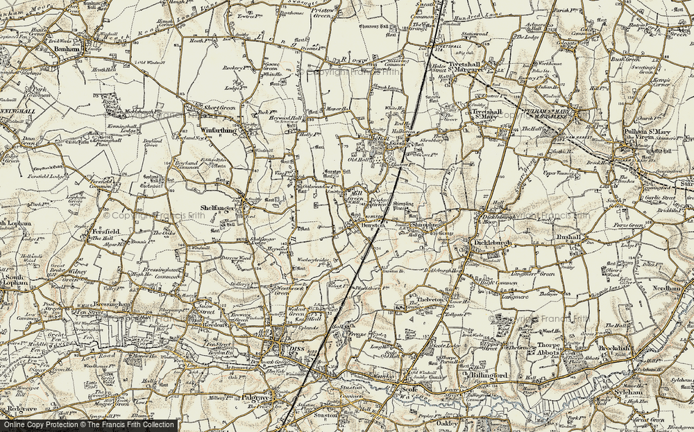 Old Map of Burston, 1901-1902 in 1901-1902