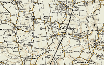 Old map of Burston in 1901-1902
