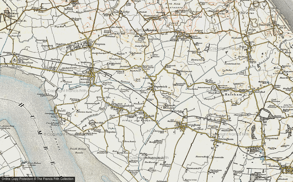 Old Map of Burstwick, 1903-1908 in 1903-1908