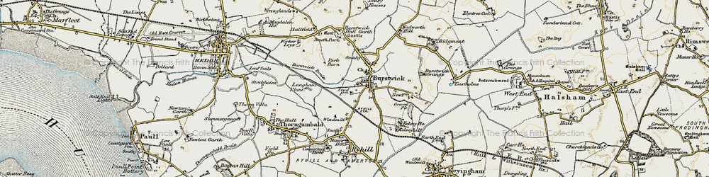 Old map of Burstwick Grange in 1903-1908