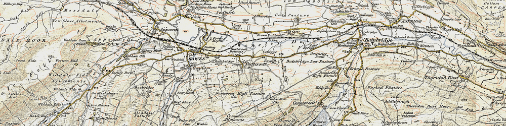 Old map of Burtersett Bottoms in 1903-1904