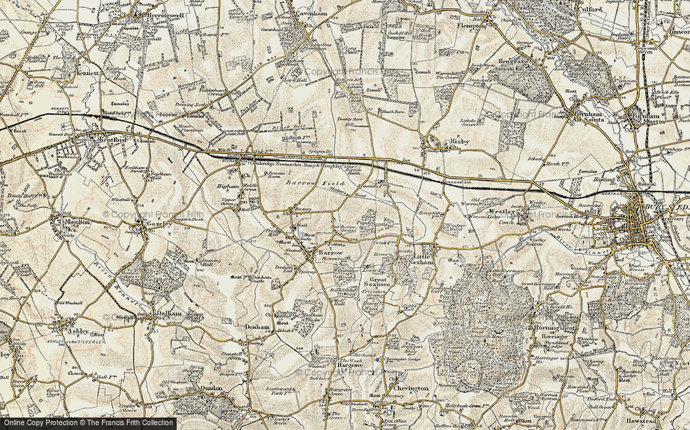 Old Map of Historic Map covering Barrow Heath in 1899-1901