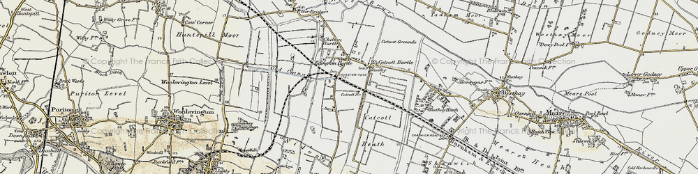 Old map of Burtle in 1898-1900