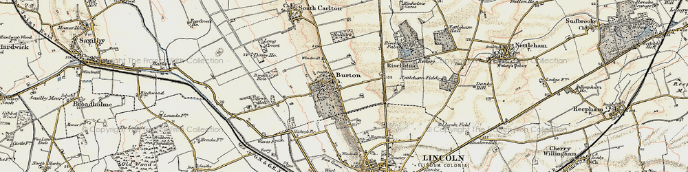 Old map of Burton-by-Lincoln in 1902-1903