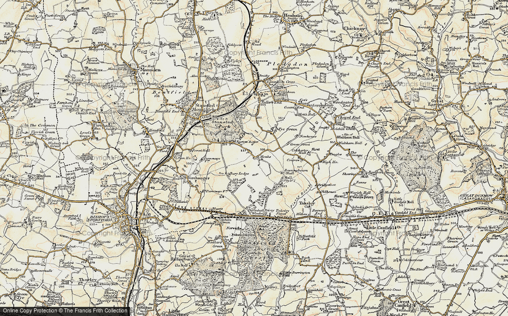 Old Map of Historic Map covering London Stansted Airport in 1898-1899