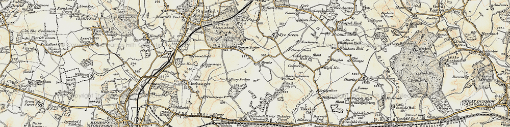 Old map of London Stansted Airport in 1898-1899