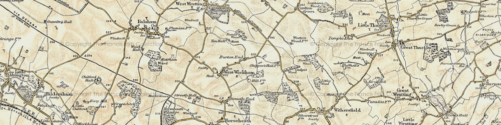 Old map of Burton End in 1899-1901