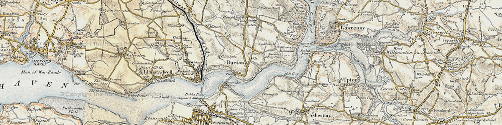 Old map of Burton Ferry in 1901-1912