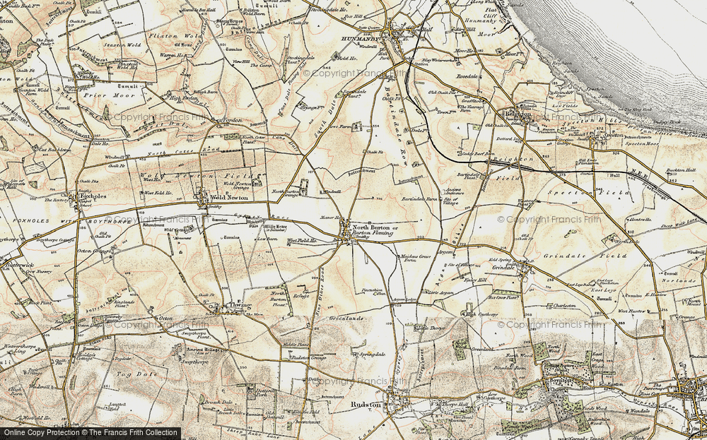 Old Map of Historic Map covering Burton Fleming Grange in 1903-1904