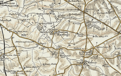 Old map of Burton Hastings in 1901-1902