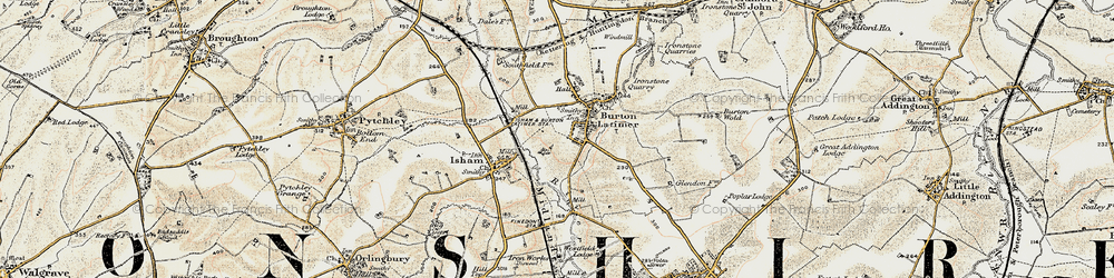 Old map of Burton Latimer in 1901-1902