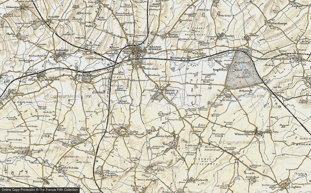 Old Map of Historic Map covering Burton Brook in 1901-1903
