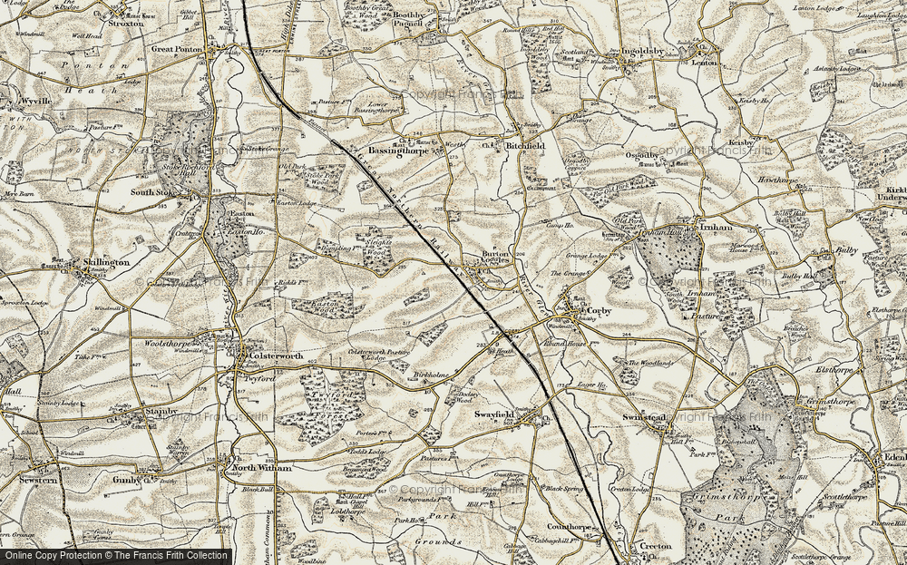 Old Map of Burton-le-Coggles, 1901-1903 in 1901-1903