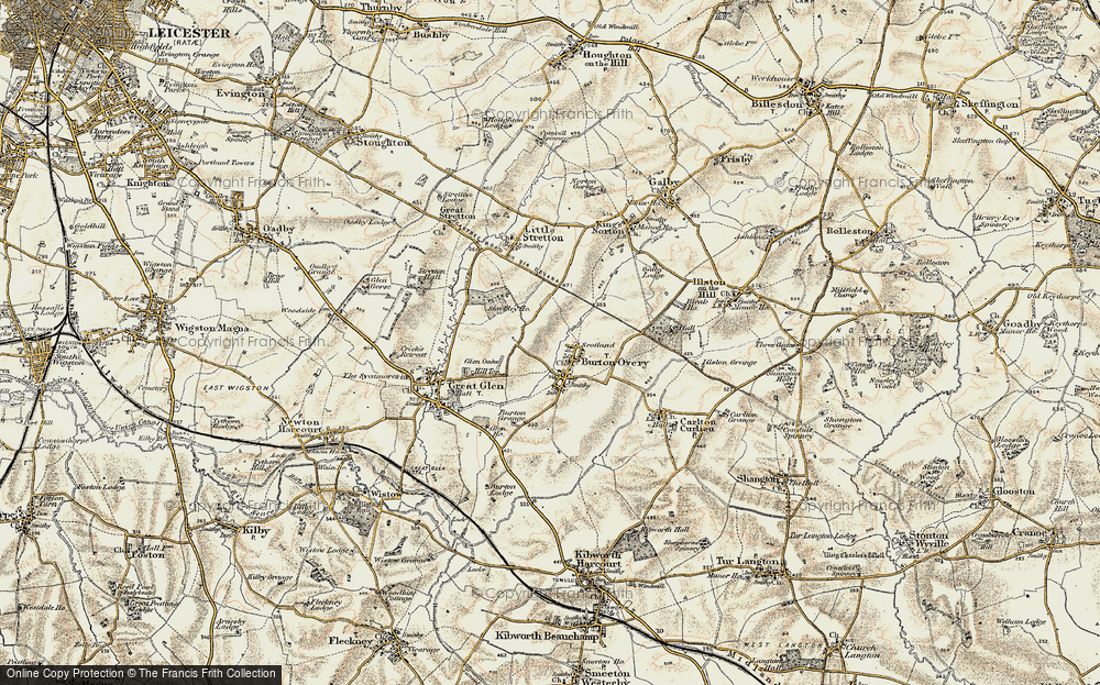 Old Map of Burton Overy, 1901-1903 in 1901-1903