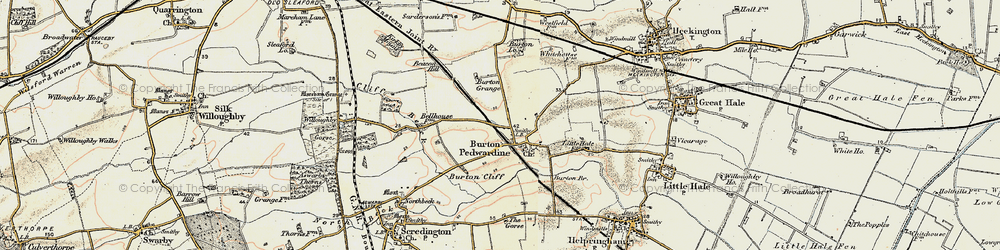 Old map of Burton Pedwardine in 1902-1903