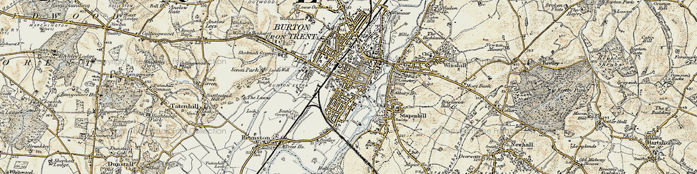 Old map of Burton upon Trent in 1902