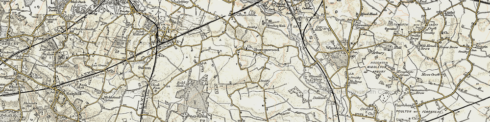 Old map of Burtonwood in 1903