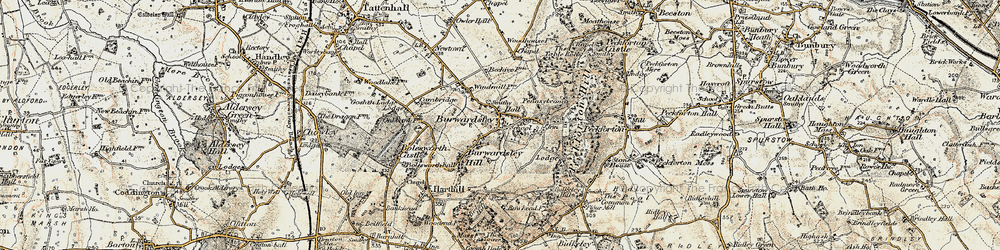 Old map of Burwardsley in 1902-1903